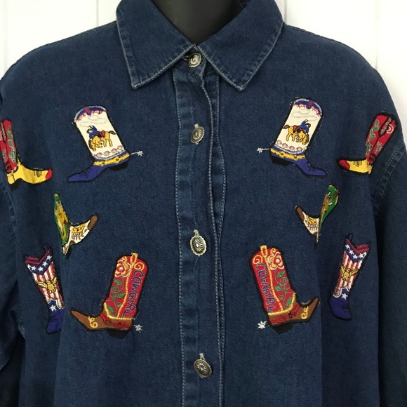 VINTAGE inspired NWT Cowgirl/Cowboy Button Down - Picture 3 of 7
